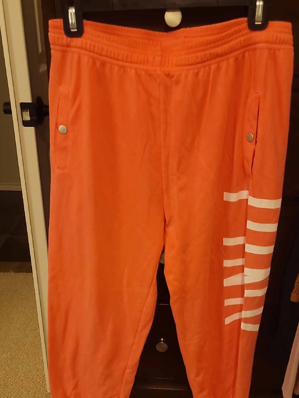 Womens PINK Cropped Victoria's Secret Coral  Joggers Drawstring Waist Size XS